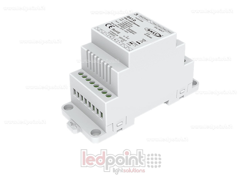 DALI-2 dimmer, DIN rail, single-channel 15A, 12–48VDC, constant voltage (DT6)