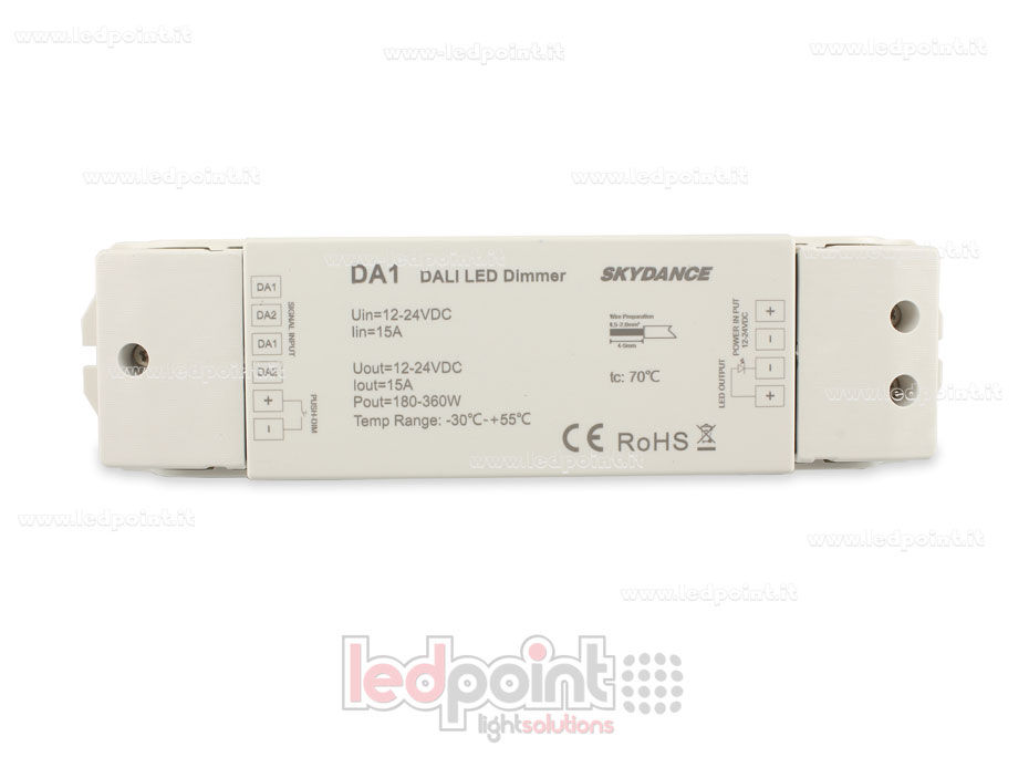 Dimmer DALI-2, 1 Kanal mit 15A, 12-24V DC, konstante Spannung Dimmer DALI-2, 1 Kanal mit 15A, 12-24V DC, konstante Spannung
