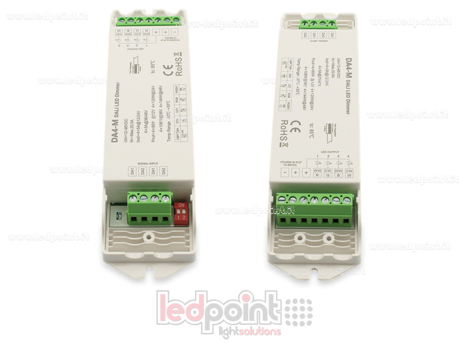 Dimmer DALI-2, 4 canali da 3A/5A, 12-48V DC, tensione costante (DT6/DT8)