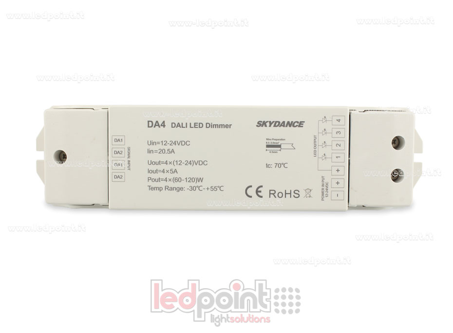 Dimmer DALI-2, 4 Kanal mit 5A, 12-24V DC, konstante Spannung (DT6) Dimmer DALI-2, 4 Kanal mit 5A, 12-24V DC, konstante Spannung (DT6)