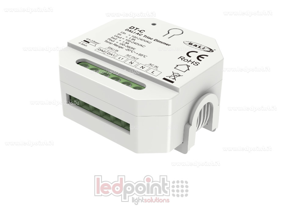 Dimmer DALI e Triac, 1 canale da 1.5A, 100-240VAC (DT4) Dimmer DALI e Triac, 1 canale da 1.5A, 100-240VAC (DT4)