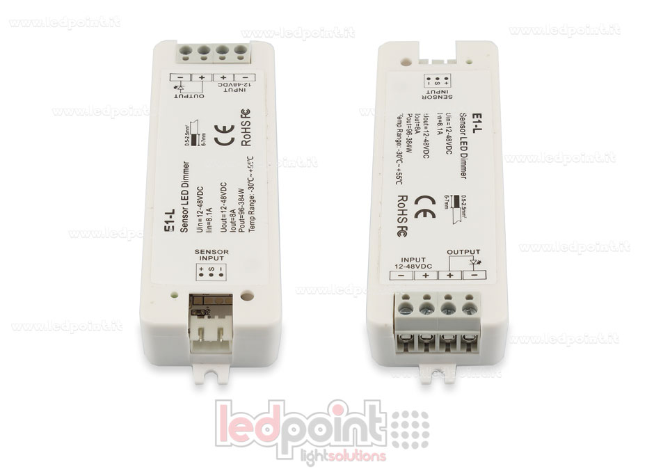 Monochromatic on/off dimmer sensor for 12/48V doors, 1chx8A