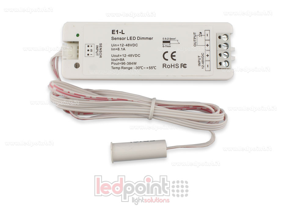 Monochromatic on/off dimmer sensor for 12/48V doors, 1chx8A
