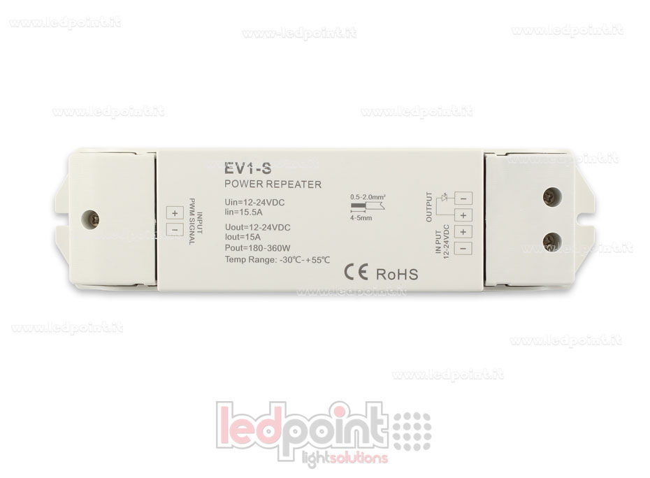 Monochromatic signal amplifier 12-24V 15A 1 channel Monochromatic signal amplifier 12-24V 15A 1 channel