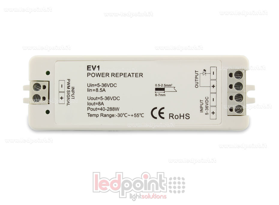 Monochromatic signal amplifier 5-36V 8A 1 channel