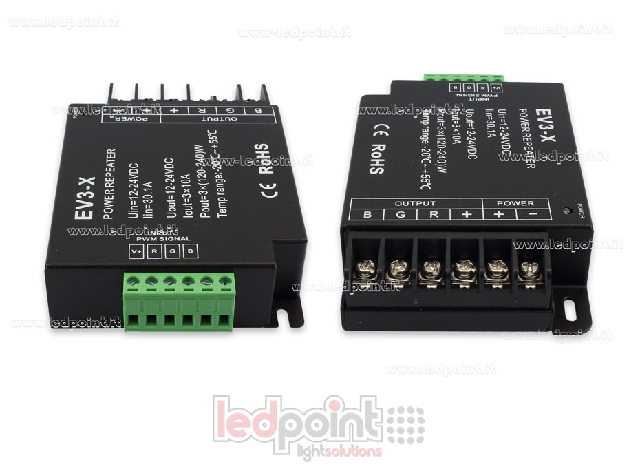 Amplificatore RGB 30A (3 canali da 10A) 12-36V