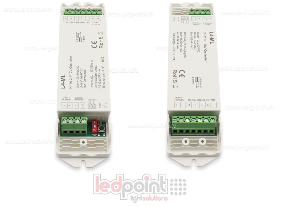 RF 2.4GHz receiver with 4 0/1-10V output channels RF 2.4GHz receiver with 4 0/1-10V output channels