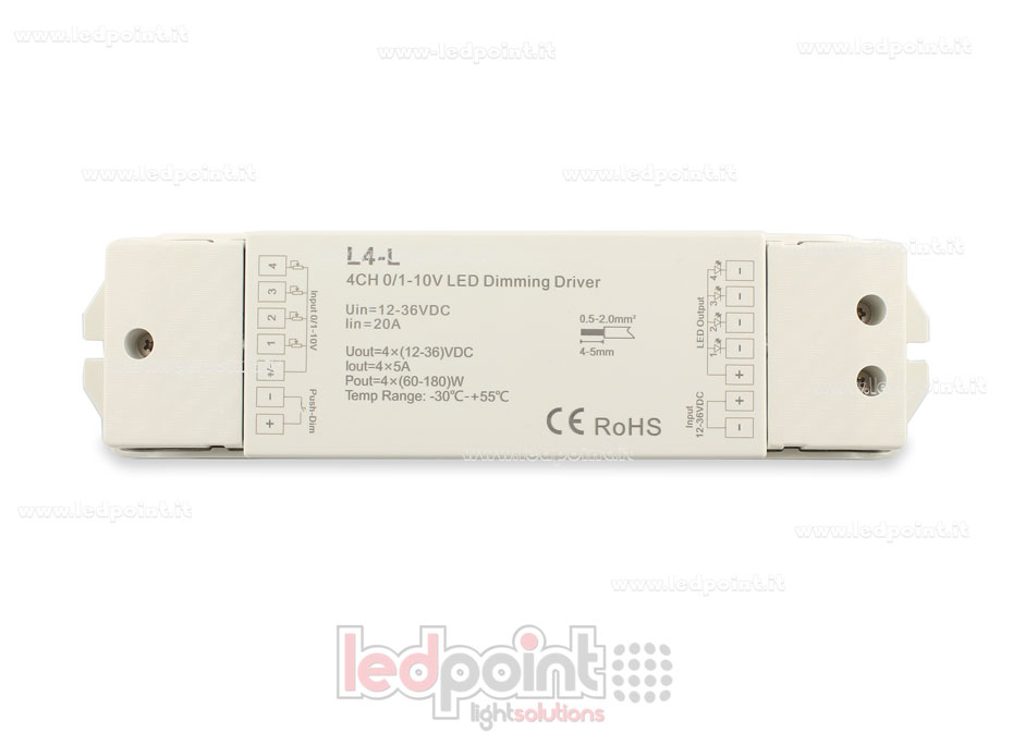 0/1-10V monochromatic dimmer and push dim, 4 output channels 0/1-10V monochromatic dimmer and push dim, 4 output channels