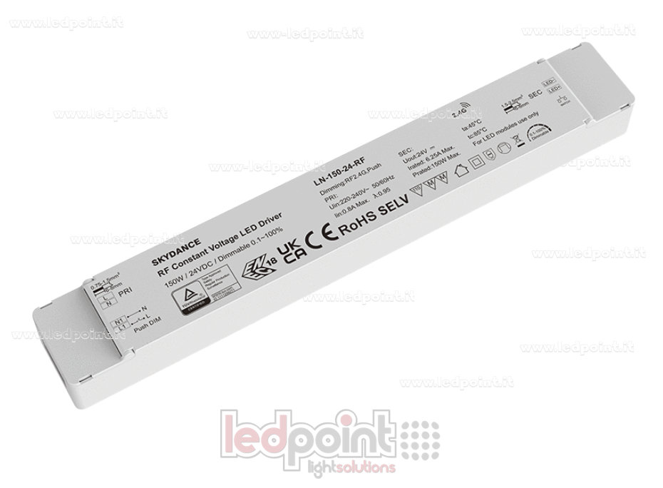 Alimentatore 150W 24V, RF Wireless, push dim