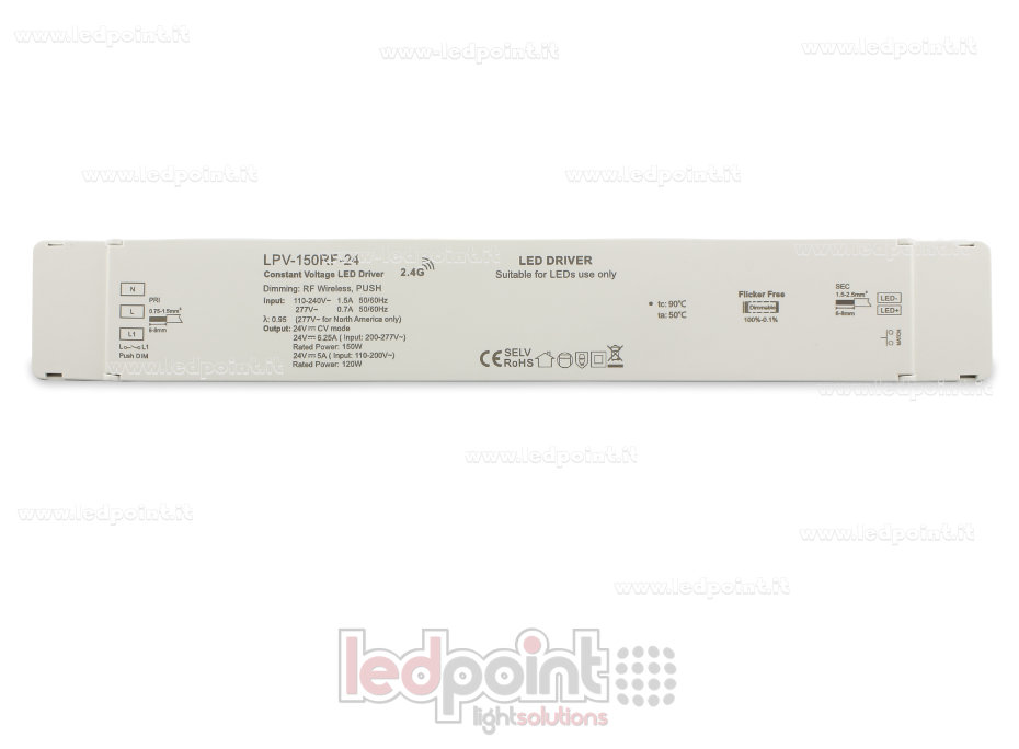 Alimentatore 150W 24V, RF Wireless, push dim