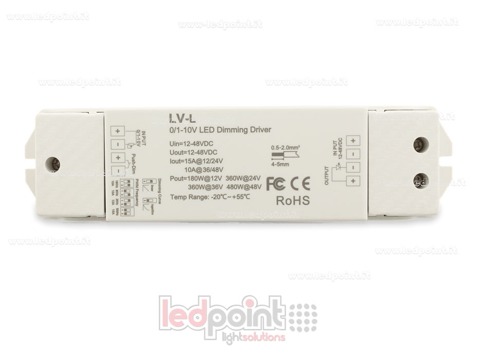 Dimmer 0/1-10 V, Konstantspannung 12/48 V, 1 Kanal*15 A, Push-Dim Dimmer 0/1-10 V, Konstantspannung 12/48 V, 1 Kanal*15 A, Push-Dim