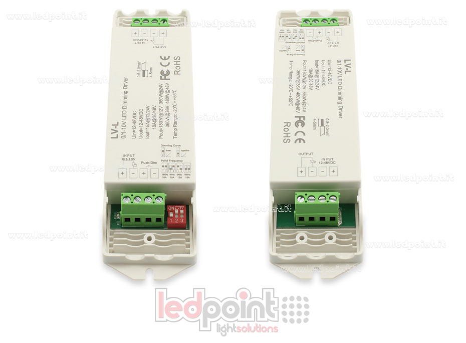 Dimmer 0/1-10 V, Konstantspannung 12/48 V, 1 Kanal*15 A, Push-Dim Dimmer 0/1-10 V, Konstantspannung 12/48 V, 1 Kanal*15 A, Push-Dim