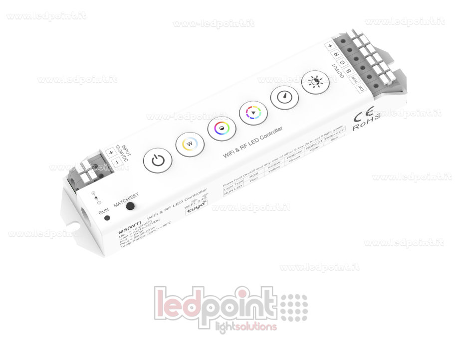 6-Button Receiver Controller, 12/24V DC, WiFi and RF, 5ch*3A, 2.4GHz RF