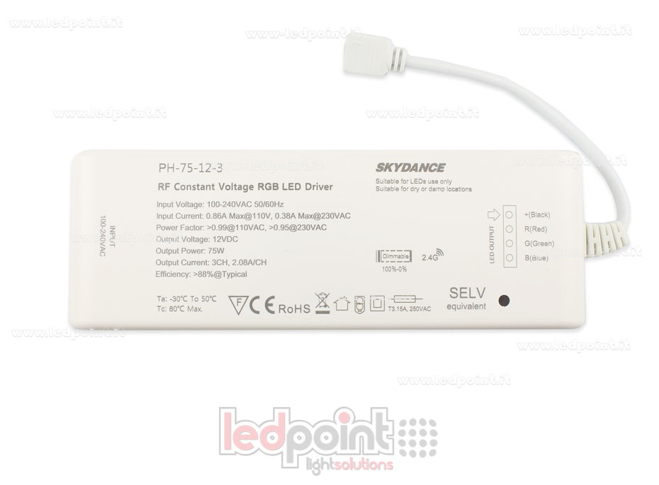 Alimentatore 75W 12V, 3 canali, RF Wireless SkyDance