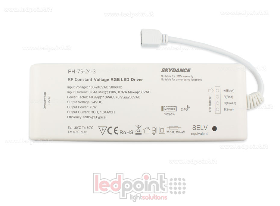 Alimentatore 75W 24V, 3 canali, RF Wireless SkyDance