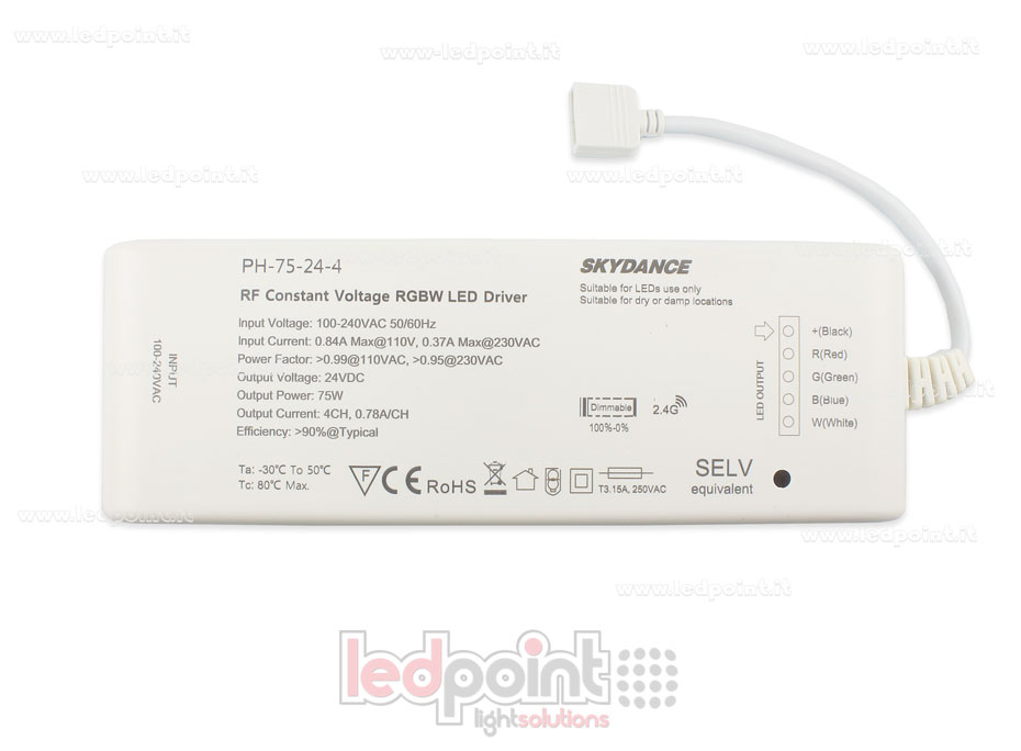 Alimentatore 75W 24V, 4 canali, RF Wireless SkyDance