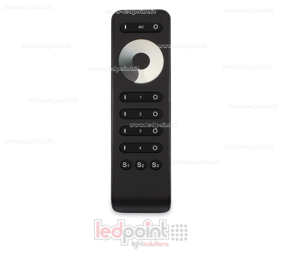 Telecomando monocromatico nero 4 zone, 3 scene, 13 tasti RF2.4G Telecomando monocromatico nero 4 zone, 3 scene, 13 tasti RF2.4G