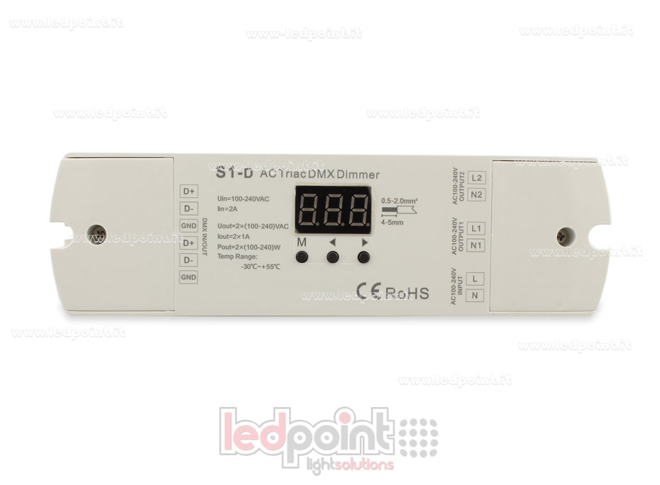 AC Triac DMX512 dimmer, 2-channels 1A each AC Triac DMX512 dimmer, 2-channels 1A each