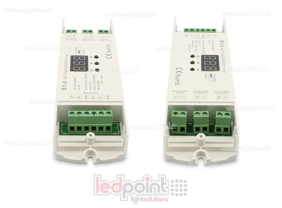 AC Triac DMX512 dimmer, 2-channels 1A each AC Triac DMX512 dimmer, 2-channels 1A each