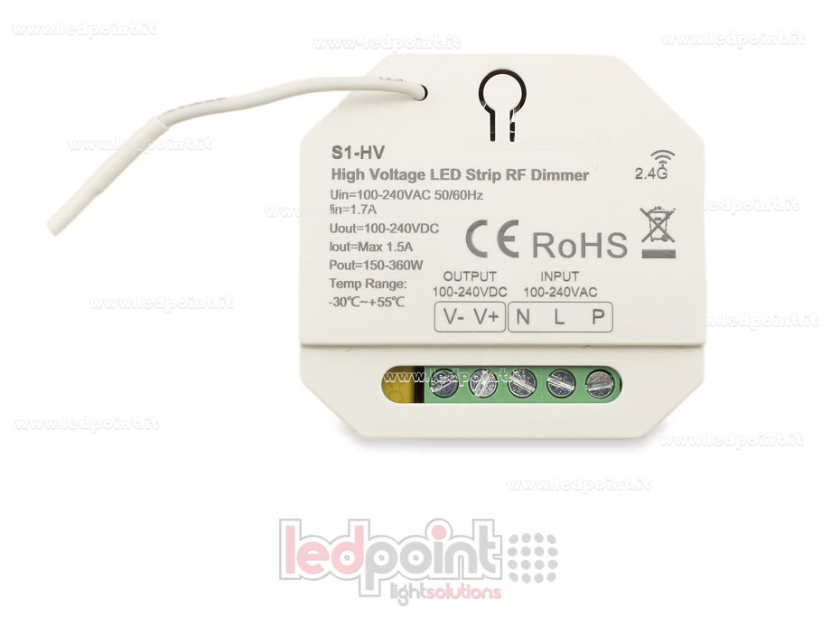 100/230V monochrome, push dim AC, RF 2.4G controller for DIN rail 100/230V monochrome, push dim AC, RF 2.4G controller for DIN rail