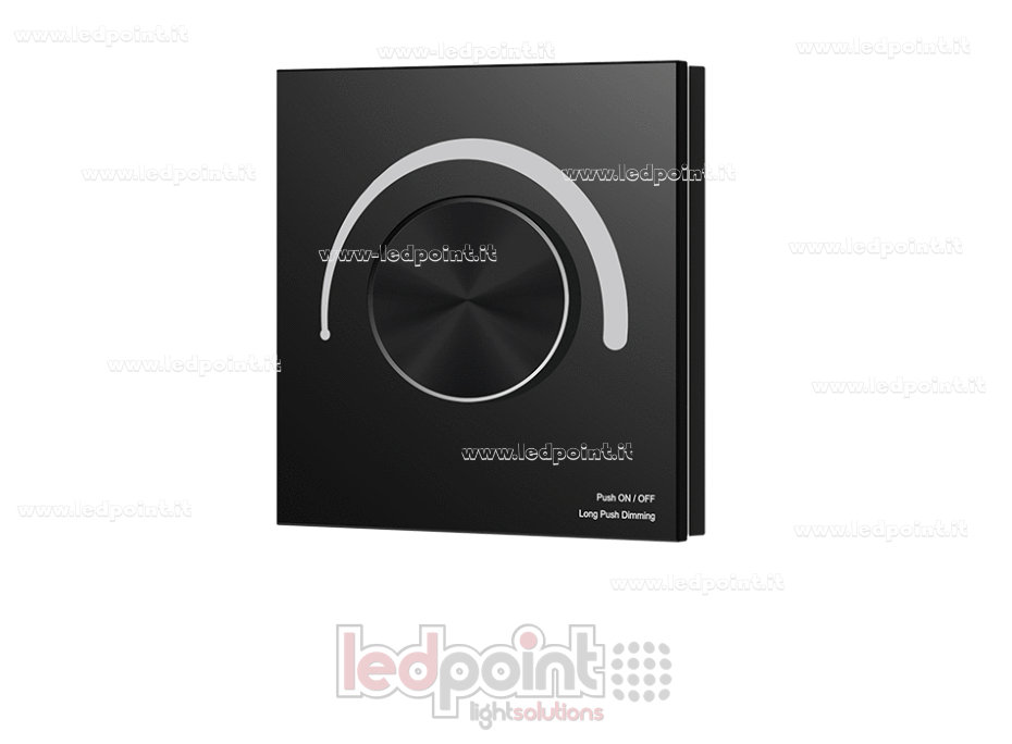 Telecomando nero da parete Triac dimmer 86x86mm a rotella, 1ch*1.2A Telecomando nero da parete Triac dimmer 86x86mm a rotella, 1ch*1.2A