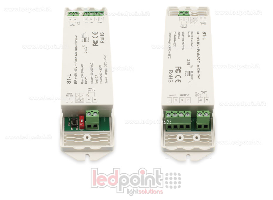 Monochromatic push button controller triac 100/230V, RF 2.4G,  0/1-10V, Push AC