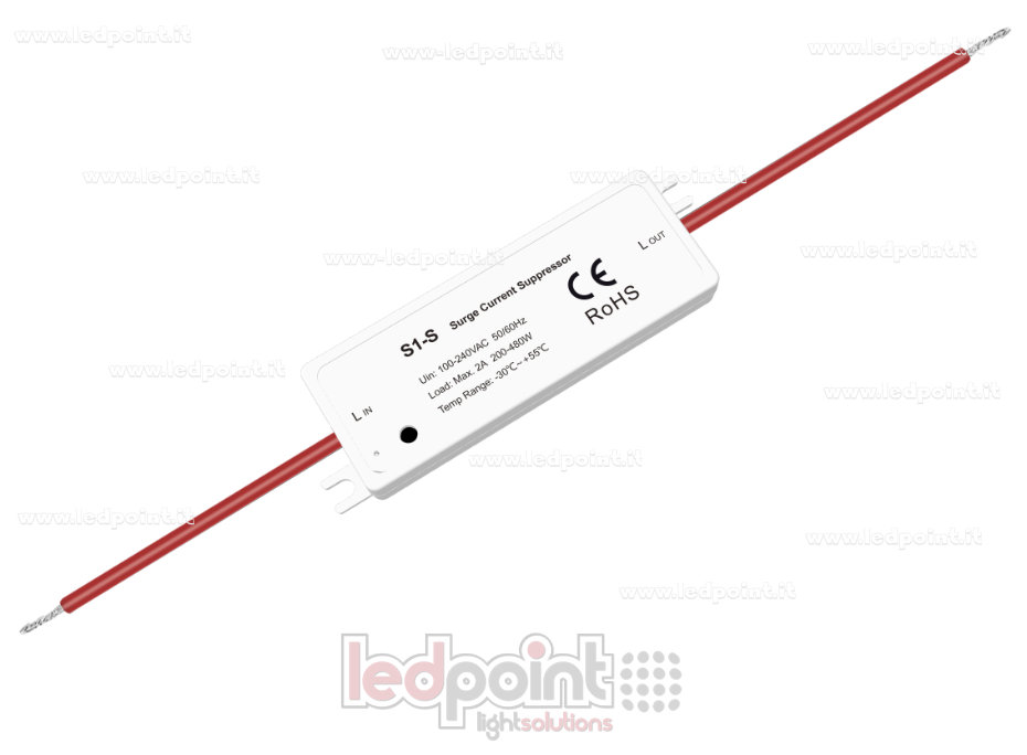 Soppressore corrente (anti-sfarfallio) 100-240V 1ch*2A Soppressore corrente (anti-sfarfallio) 100-240V 1ch*2A