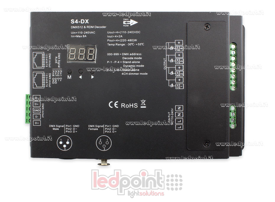 DMX 512 decoder, 4-channels 2A each, voltage 110-240VAC DMX 512 decoder, 4-channels 2A each, voltage 110-240VAC