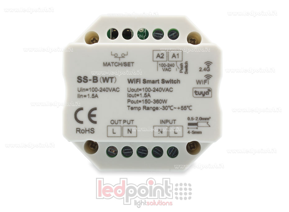 Einfarbig 100–240 VAC ein/aus, nicht dimmbar, 1,5 A, push switch WLAN, RF 2,4G Controller für Wandsteckdose