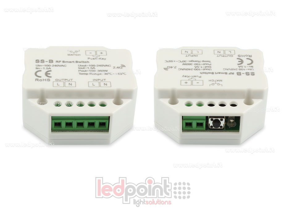 Single-colour 100-240VAC on/off non-dimmable 1.5A, push switch, RF 2.4G controller for wall power socket Single-colour 100-240VAC on/off non-dimmable 1.5A, push switch, RF 2.4G controller for wall power socket