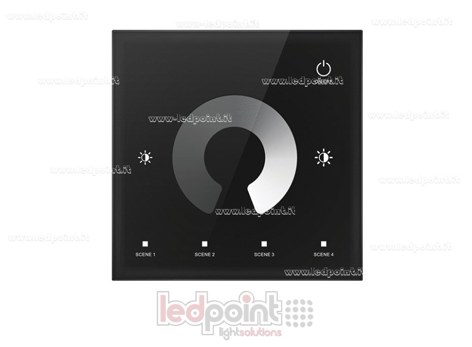 Monochrome Black Wall-Mounted Touch Controller and Remote Control, 4CH*3A, 12-24VDC, 2.4 GHz RF