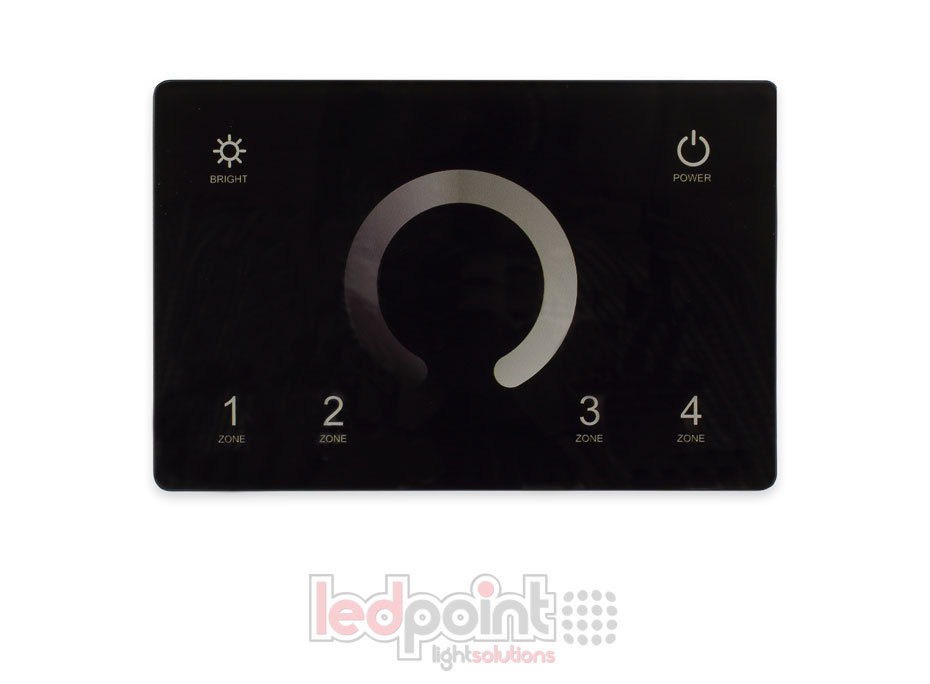 DMX master and 4 zones black wall single-colour RF 120x80mm remote control for box 503