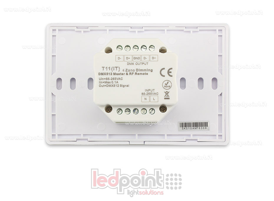 DMX master and 4 zones black wall single-colour RF 120x80mm remote control for box 503 DMX master and 4 zones black wall single-colour RF 120x80mm remote control for box 503