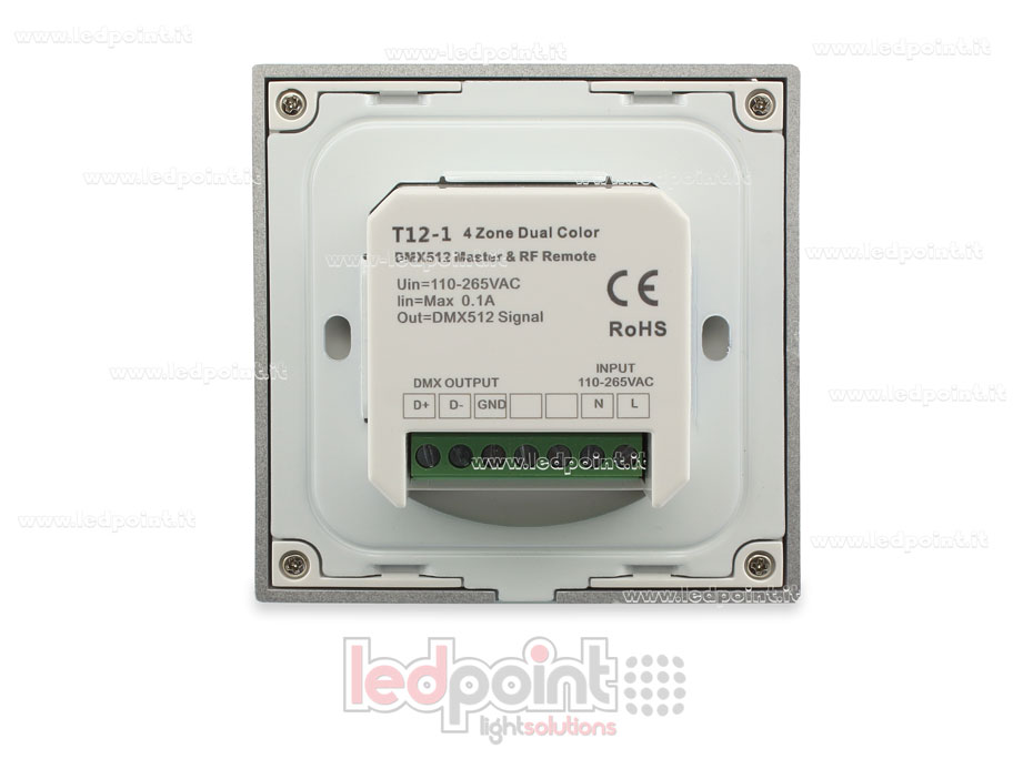 DMX master and 86x86mm CCT wall remote, 4 zones 3 scenes, RF2.4G