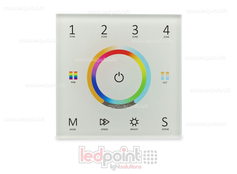 RGB+CCT Weiß Masterfernbedienung für Wand 4 Zonen RF2.4G + DMX512 RGB+CCT Weiß Masterfernbedienung für Wand 4 Zonen RF2.4G + DMX512