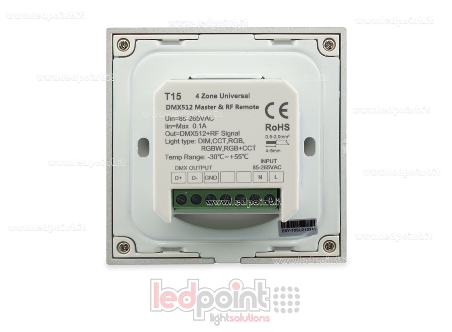 RGB+CCT Weiß Masterfernbedienung für Wand 4 Zonen RF2.4G + DMX512 RGB+CCT Weiß Masterfernbedienung für Wand 4 Zonen RF2.4G + DMX512