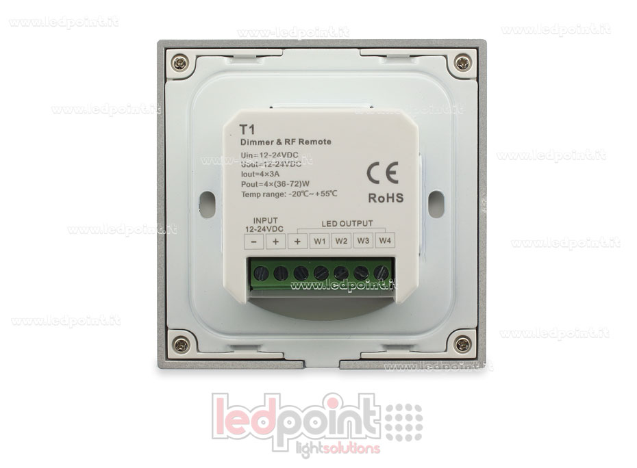 Touch single-color wall white remote control and controller 4CH*3A 12-24VDC RF2.4G Touch single-color wall white remote control and controller 4CH*3A 12-24VDC RF2.4G