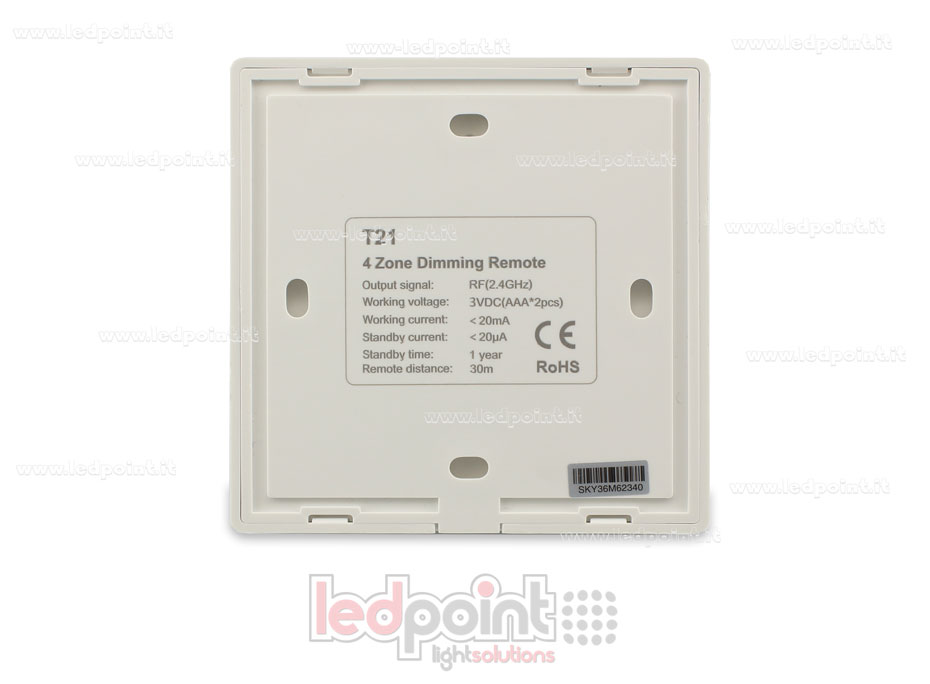 Single-colour white 4 zones wall RF2.4G remote control with battery Single-colour white 4 zones wall RF2.4G remote control with battery
