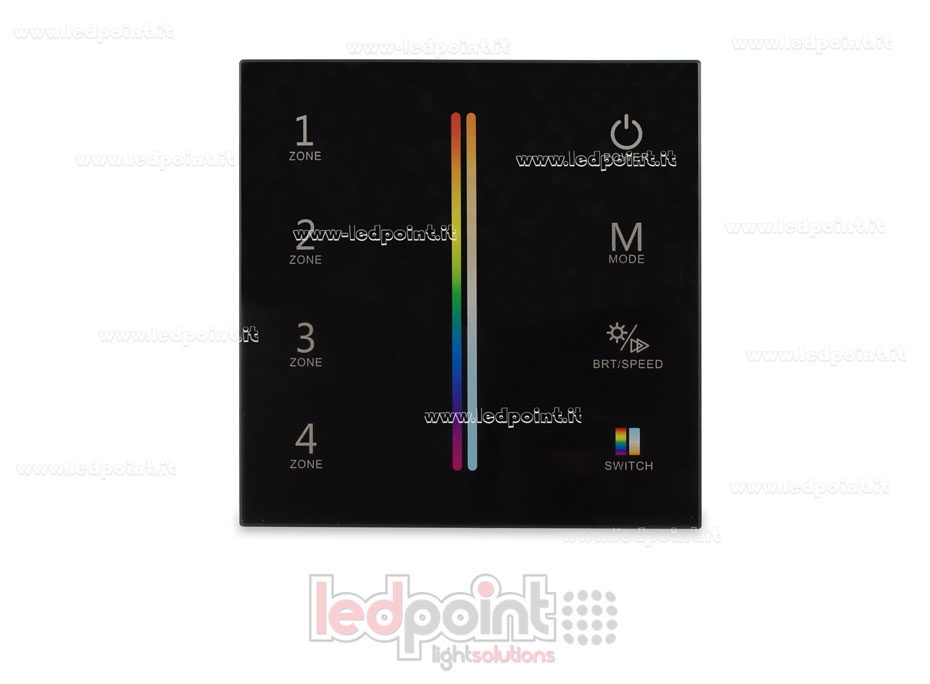 Telecomando da parete RGB/CCT nero 4 zone RF2.4G