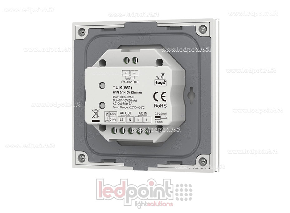 Wall-mounted control panel, Zigbee 1CH-50mA, 100-240VAC + 0/1-10V dimmer, white
