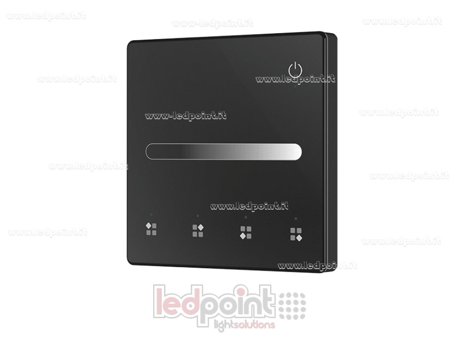 Telecomando da parete monocromatico, a batteria, nero, 4 zone RF2.4G Telecomando da parete monocromatico, a batteria, nero, 4 zone RF2.4G