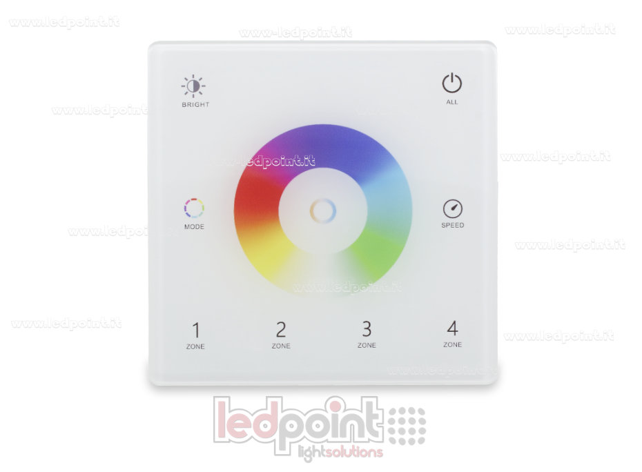 Telecomando da parete slim RGB+CCT a batteria, bianco, 4 zone RF2.4G Telecomando da parete slim RGB+CCT a batteria, bianco, 4 zone RF2.4G