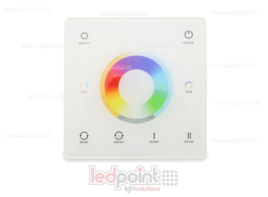 Telecomando da parete slim RGB+CCT a batteria, bianco, monozona RF2.4G Telecomando da parete slim RGB+CCT a batteria, bianco, monozona RF2.4G