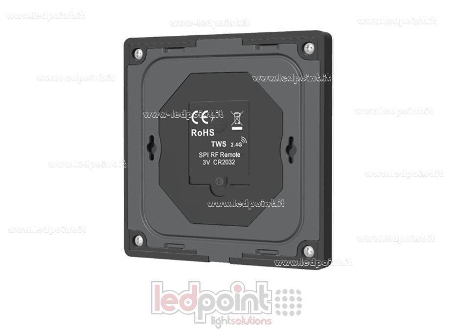 SPI RF RGB, RGBW Wall-Mounted Remote Control, Battery-Powered, Black, 3 VDC, 2.4 GHz RF