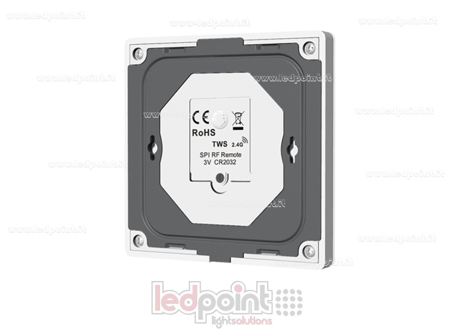 SPI RF RGB, RGBW Wall-Mounted Remote Control, Battery-Powered, White, 3 VDC, 2.4 GHz RF