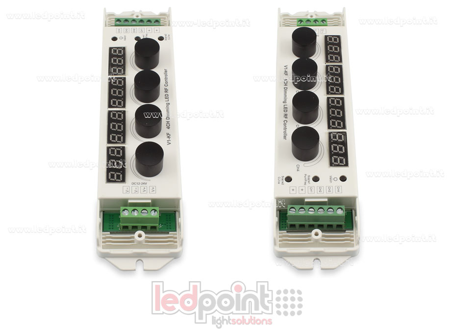 Ricevitore dimmer monocromatico con 4 manopole, 12-24V, 4ch*4A, RF 2,4G Ricevitore dimmer monocromatico con 4 manopole, 12-24V, 4ch*4A, RF 2,4G