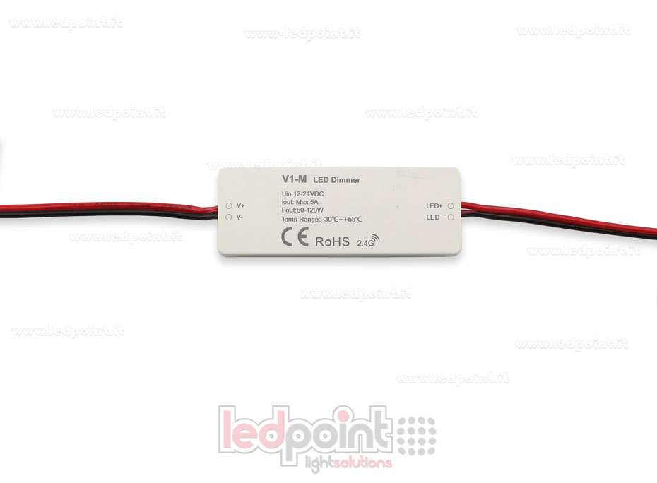 Ricevitore dimmer mini monocromatico 12/24V, 1ch 5A/CH Ricevitore dimmer mini monocromatico 12/24V, 1ch 5A/CH
