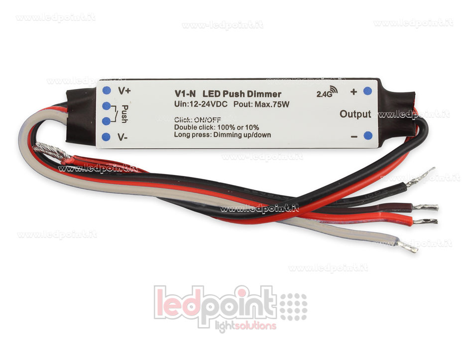 12/24 V, 1 Kanal 3 A/CH, RF 2,4 G, einfarbiger Mini-Dimmer-Empfänger mit Druckschalter für die Installation in Profilen 12/24 V, 1 Kanal 3 A/CH, RF 2,4 G, einfarbiger Mini-Dimmer-Empfänger mit Druckschalter für die Installation in Profilen