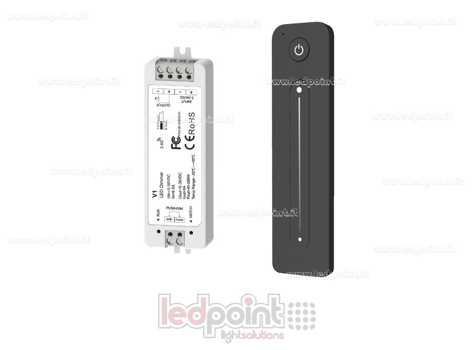 Fernbedienungs-Kit + monochromer Controller mit Taste 5/36V, 1ch*8A, RF 2.4G