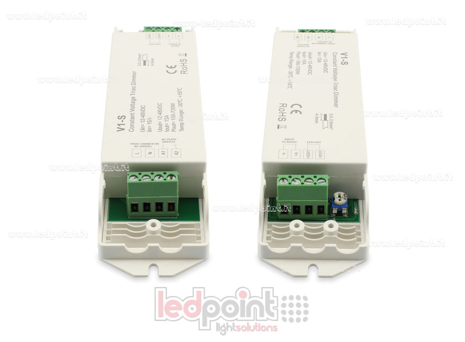 Dimmer monocromatico con pulsante e triac 12/48V, 1ch*15A Dimmer monocromatico con pulsante e triac 12/48V, 1ch*15A